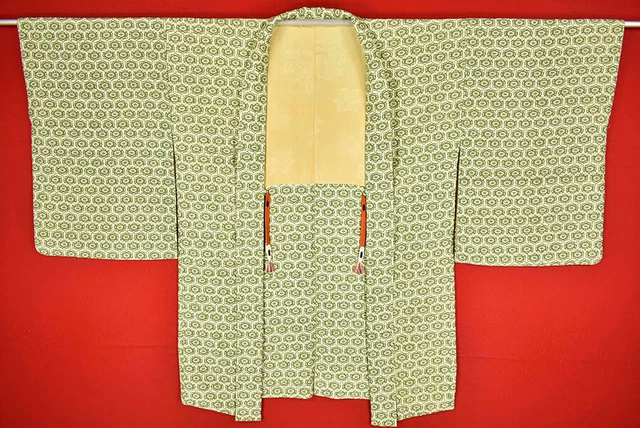 Vintage Japanese Kimono Silk Antique BORO HAORI Kusakizome Dyed/A477/615