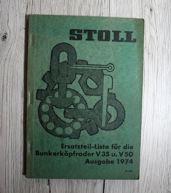 Original Stoll Ersatzteilliste Bunkerköpfroder V35 V50