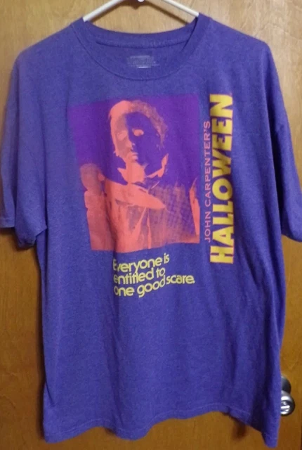 John Carpenters "Halloween"  T-Shirt Mens Size L 42-22 Purple Michael Myers