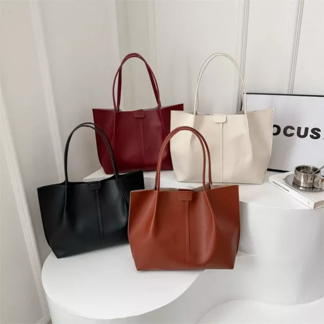 Retro Pu Leather Tote Bag Casual Shopper Handbag New Women Shoulder Bag