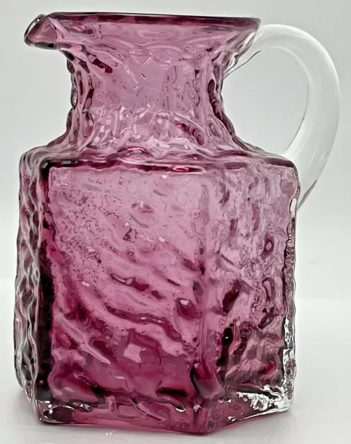 Vintage Hand Blown Pilgrim Glass Cranberry Small Pitcher Creamer Nugget Textured