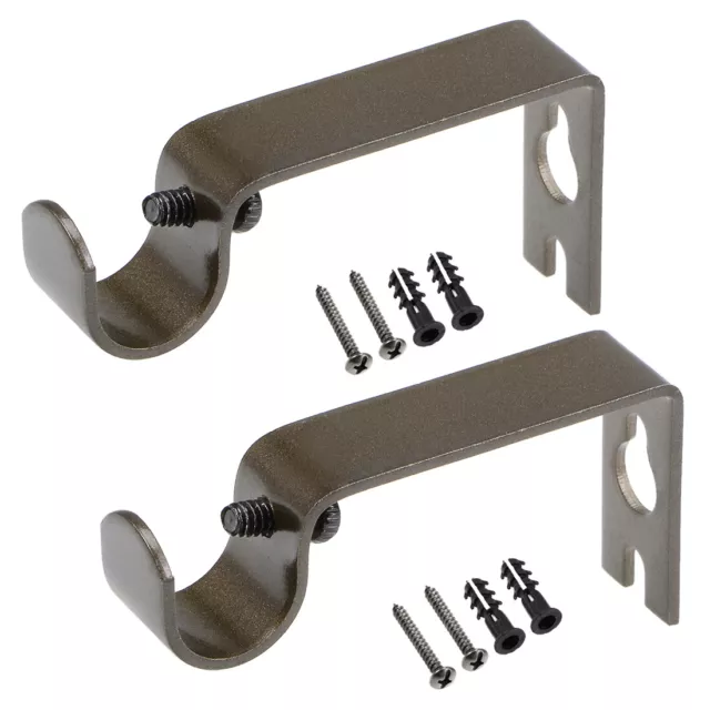 Curtain Rod Bracket Iron Single for 16mm Drapery Rod, 73 x 36 x 16mm Brown 2Pcs