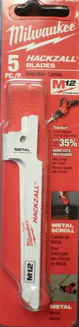 (5-pk) 49-00-5324 Milwaukee 24T, " Bi-Metal Scroll Blades 3-5/8" L, M12 (BN51) (5-pk) 49-00-5324 Milwaukee 24T, " Bi-Metal Scroll Blades 3-5/8" L, M12 (BN51)