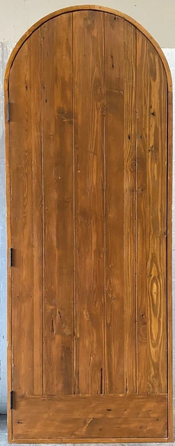 Rustic reclaimed lumber arched door solid wood storybook castle winery straps 3