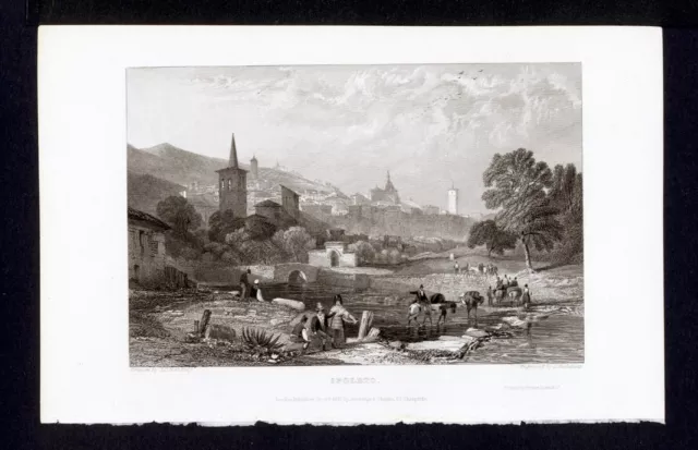 SPOLETO, di Harding, incisione, 1832 +  passepartout gratis