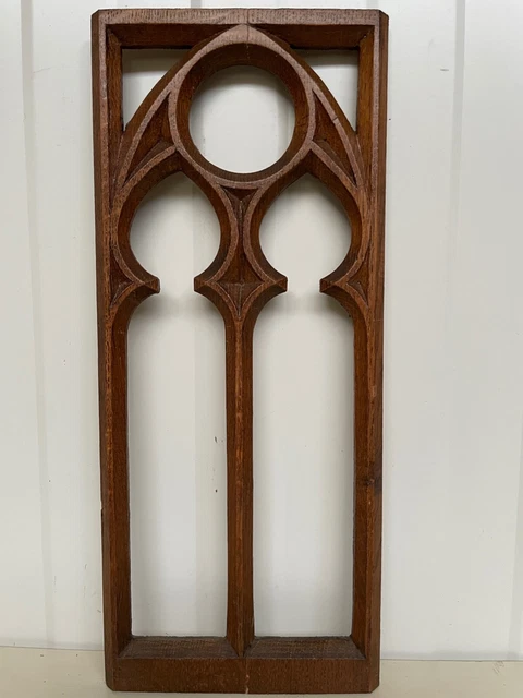 A Stunning Gothic Pierced church panel in oak (2)