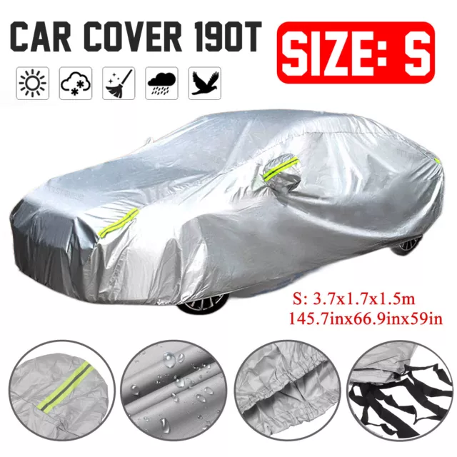 Universal Auto Full Car Cover Rain/UV/Dust Resistant Outdoor for Small Hatchback