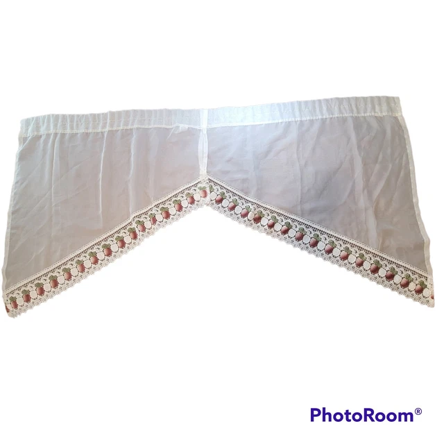 Apple Lace Design 2 Piece Sheer Kitchen Window Curtain Two Swag Valances