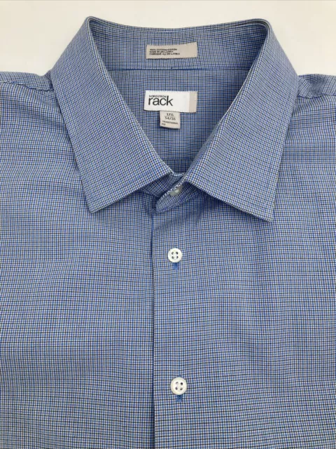 Nordstrom Traditional Fit Long Sleeve Dress Shirt Size 17.5 34/35 Blue/Blk