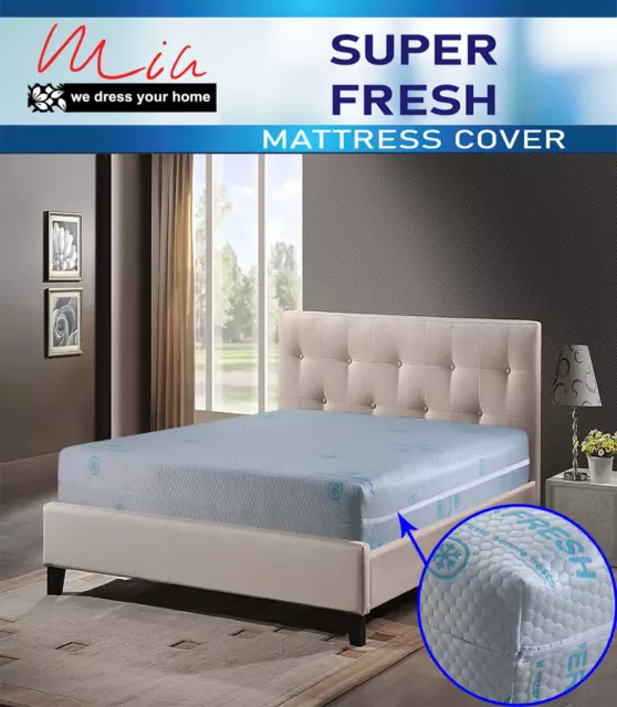 Anti Bugs Mattress protector zip Bed Cover Topper Full Encased Double King Size 3