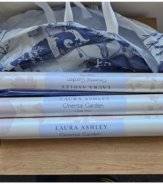 3 ROLLS LAURA Ashley Oriental Garden Chalk Pink Wallpaper Batch W101047