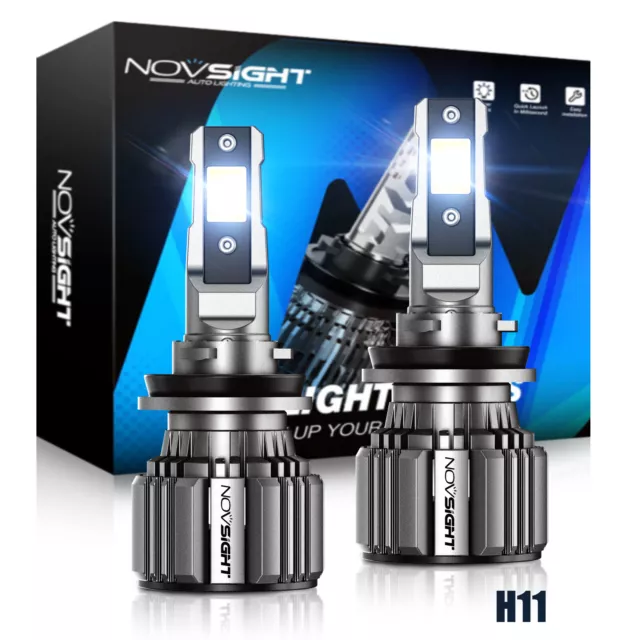 NOVSIGHT H11 Compact LED Headlight Globe Canbus Bulbs 15000LM Xenon White Beam