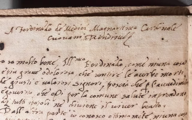 Scritto di Giovanni Rondinelli indirizzati a Ferdinando I de Medici