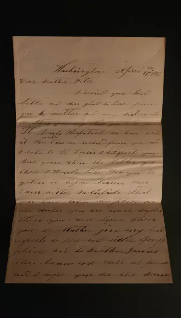 Civil War Letter..To Peter Sickles "3rd Missouri Infantry", St. Louis Hospital