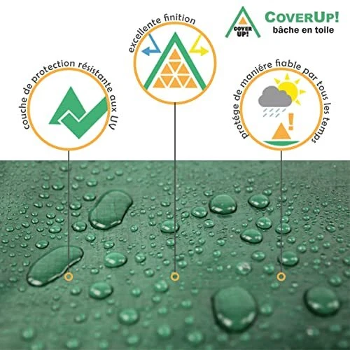 CoverUp! bâche 2 x 3 m [120 g/m2] & Corde de 12 m, bâche de Protection avec des 3