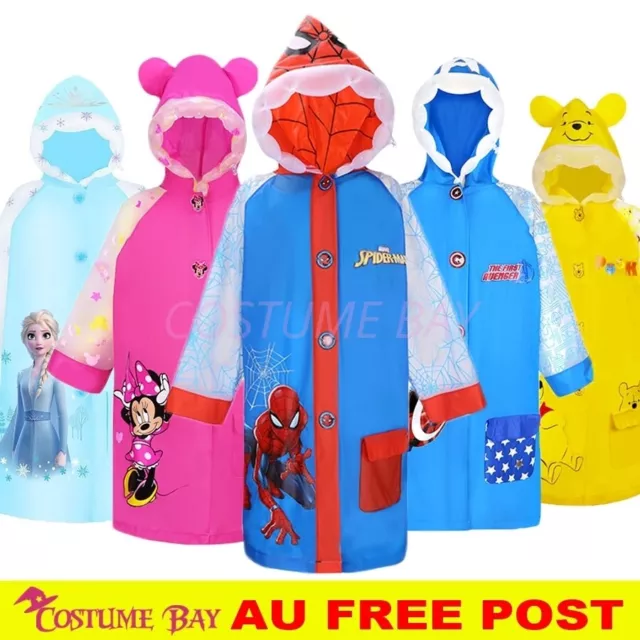 New Kids Raincoat Jacket Waterproof Cover Girls Pooh Bear Disney Backpack Rain