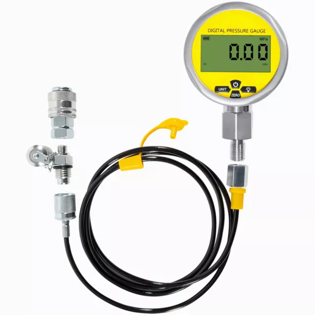 10000PSI Digital Hydraulic Pressure Gauge Coupling Kit For 1/4 NPT 700BAR/70Mpa