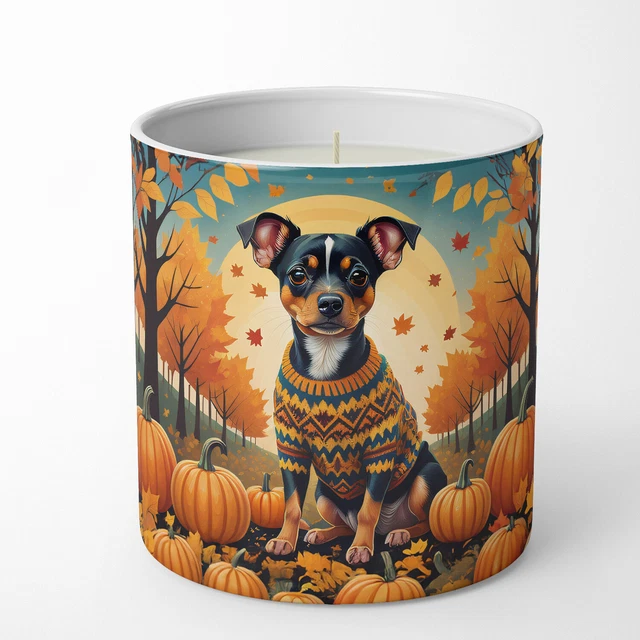 Miniature Pinscher Fall Pumpkin Spice 10 oz Decorative Soy Candle DAC1059CDL