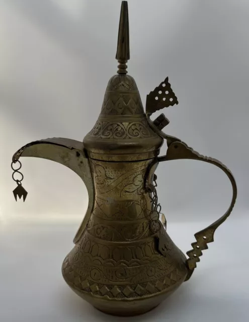 Vintage Arabic Dallah Coffee Pot Islamic Arab Art Brass