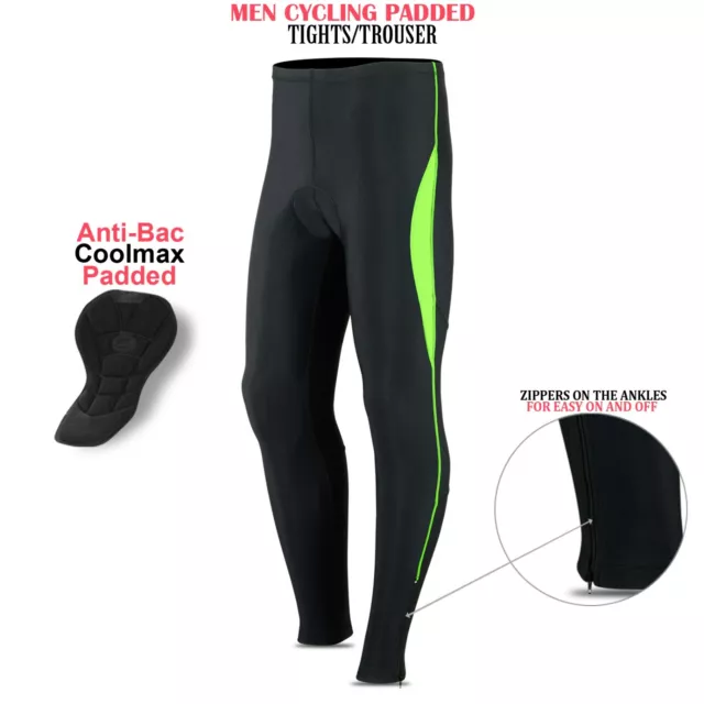 ROXX Mens Compression Cycling Tights Coolmax® Padded Cycle Leggings Long Pants