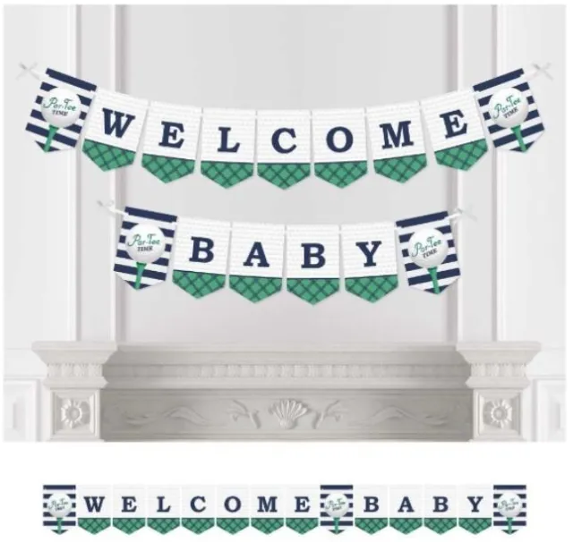 Big Dot of Happiness Welcome Baby Par-Tee Time Golf-Theme Baby Shower Banner