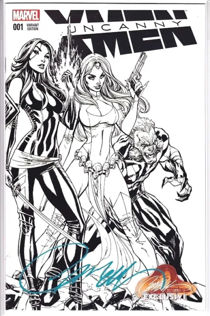 Uncanny X-Men #1 J Scott Campbell Black And White Exclusive Signed Nm