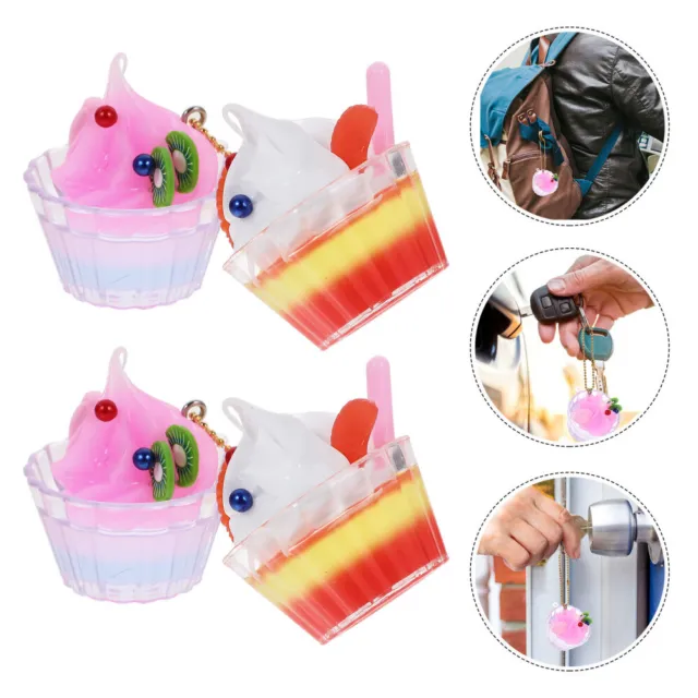 4pcs crème glacée décorations suspendues breloques de téléphone pendentifs