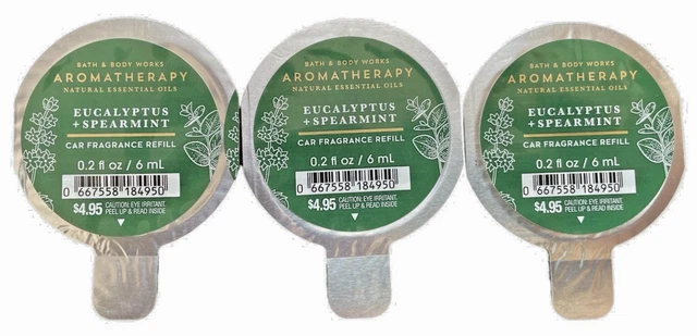 3 Bath &Body Works SCENTPORTABLE EUCALYPTUS SPEARMINT Car Fragrance Refill NEW!