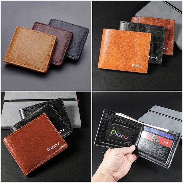 JJNUSA Portafoglio Uomo In Vera Pelle Invecchiata - Porta Carte Minimal Con Cerniera - Colore Marrone Floreale