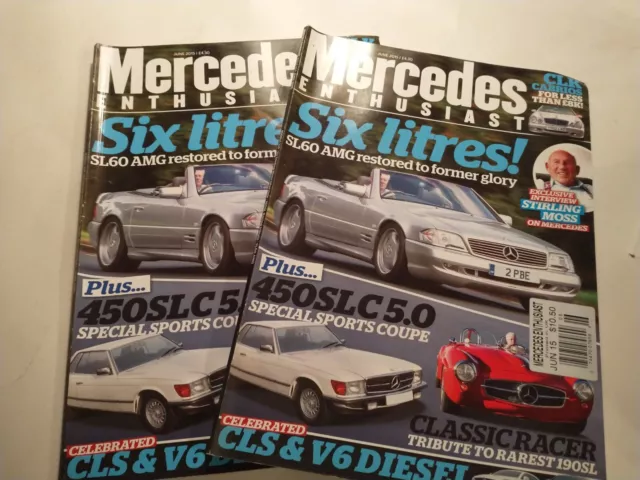 Mercedes Enthusiast Magazine June 2015 Lot Of 2 - SL 60 AMG - Stirling Moss