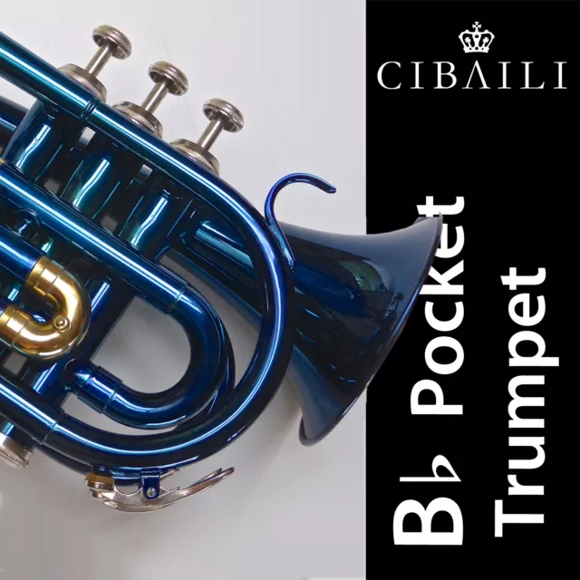 Blue CIBAILI Pocket Trumpet • Highest Quality Bb • Brand New • Great Quality •