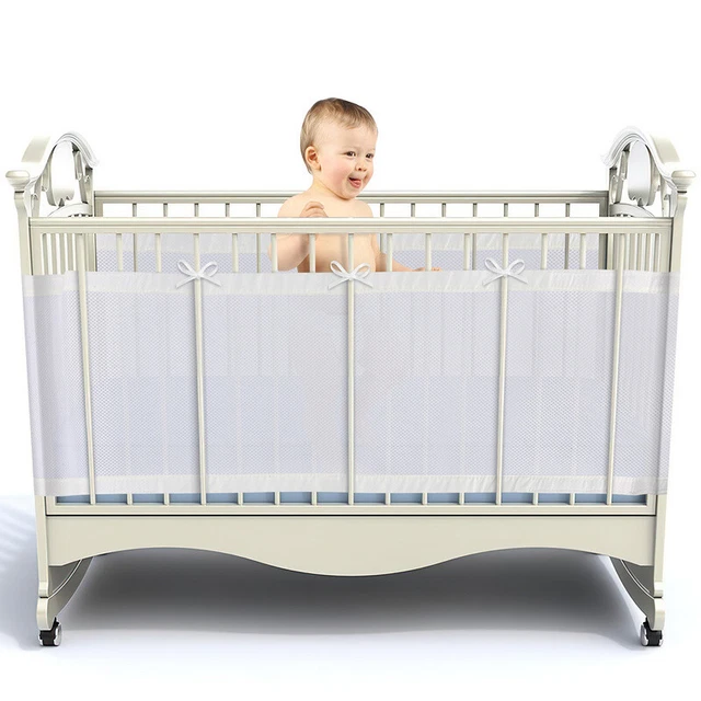 2x nido protector de cabeza lavable borde de cama para cuna 160x30 340x30cm