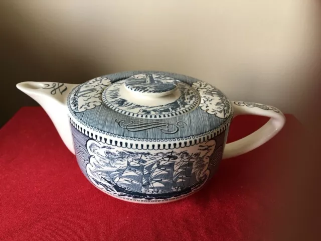 Royal China Currier & And Ives Scroll Handle Teapot *Rare*