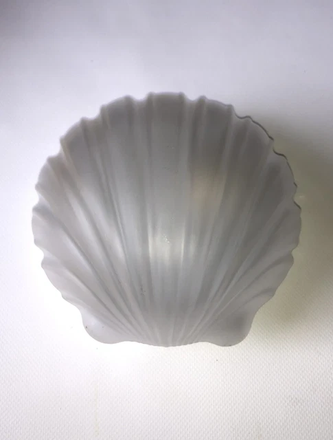 Ancienne Applique Murale En Verre Depoli Coquille Coquillage Vintage Lampe