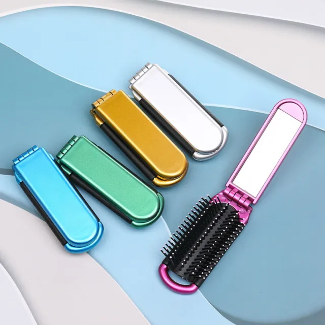 Travel Hair Brush Mini With Mirror Folding Hair Brush Portable Air Bag Comb Fg