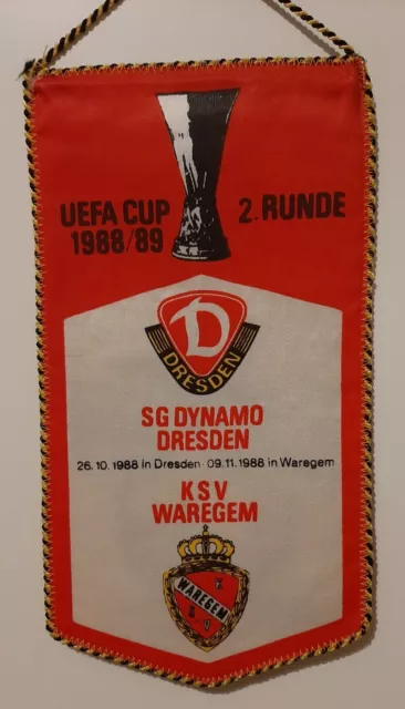 UEFA Cup Dynamo Dresden - KSV Waregem 2. Runde Wimpel DDR Fussball Oberliga 1988