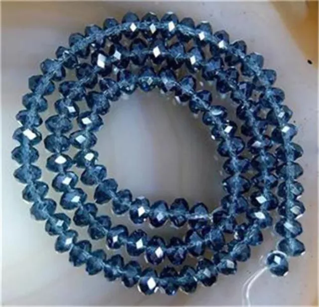 1000 Pcs 3x4mm Faceted Ink Blue Crystal Rondelle Gems Loose Beads