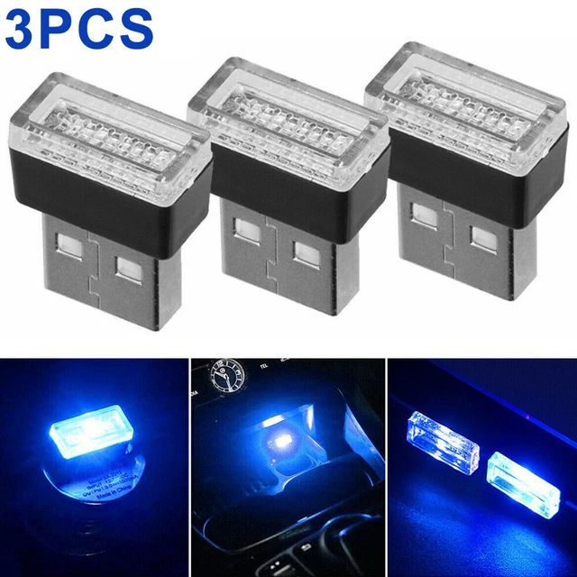 3X USB LED Mini Car Interior Light Neon Atmosphere Ambient Lamp Bulb Accessories