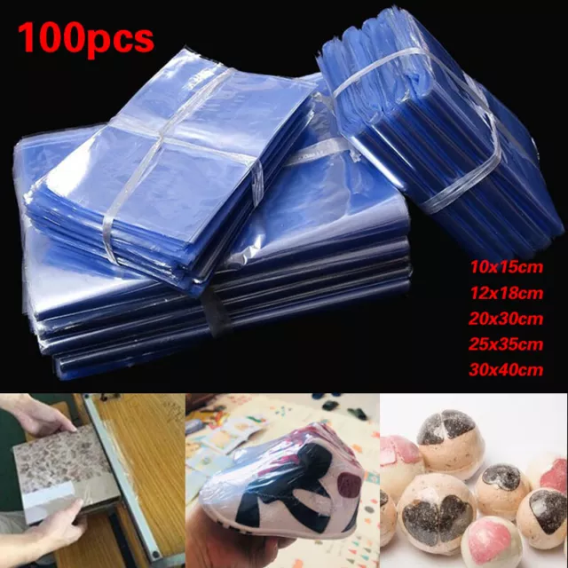 100pcs Shrink Wrap Bags Heat Seal Packing DIY PVC Sealer Film Bag Waterproof New 3