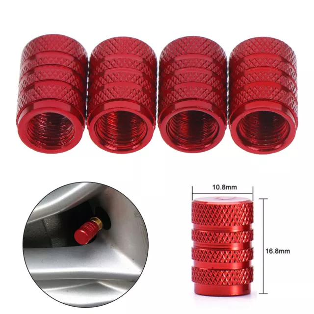 4Pcs Aluminum Red Car Tyres Valve Stem Air Dust Cover Screw Cap Accessoriesa^el