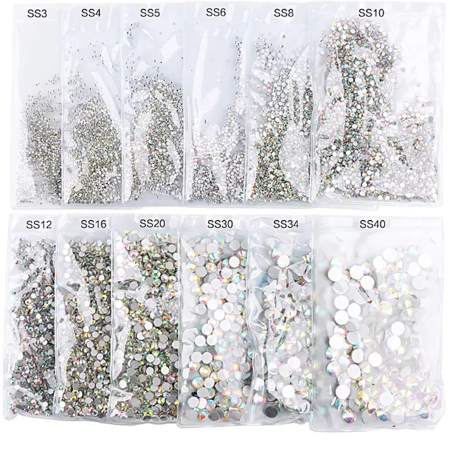 1440Pcs Nail Art Rhinestones Glitter Diamond Gems 3D Tips Diy Decoratio ZK XF