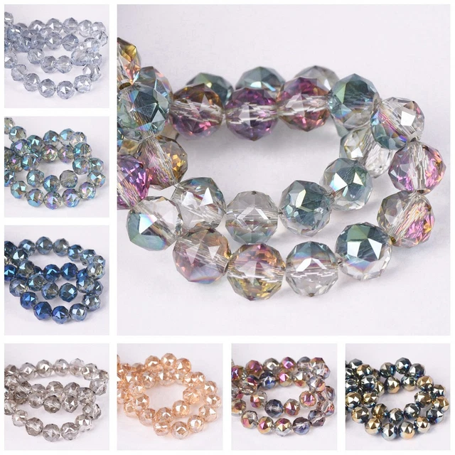 6mm 8mm 10mm Runde Glänzend Facettiert Kristallglas Lose Perlen für Schmuck DIY