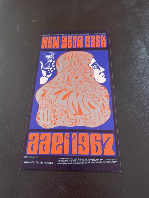 Fillmore Handbill Postcard BG 37 New Year Bash Jefferson Airplane Grateful Dead!