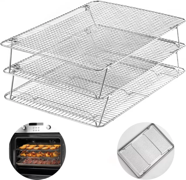 Cooling Rack 3 Tier Stainless Steel Stackable Baking Cooking Cooling Racks New