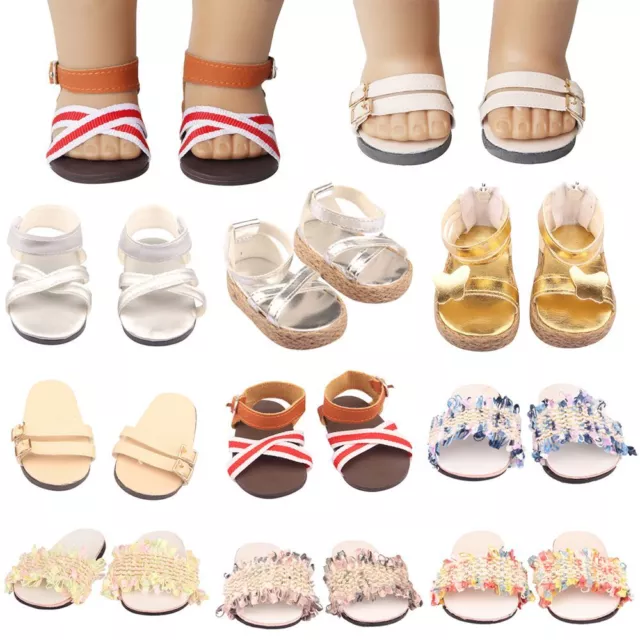 Fit 18Inch/43cm Dollhouse Accessories Mini Sandals Beach Slippers Doll Shoes