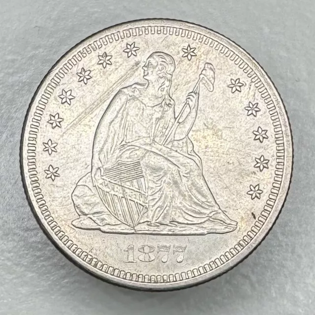 1877-S Seated Liberty Silver Quarter CHOICE AU+ Details PHENOMENAL COIN!!!