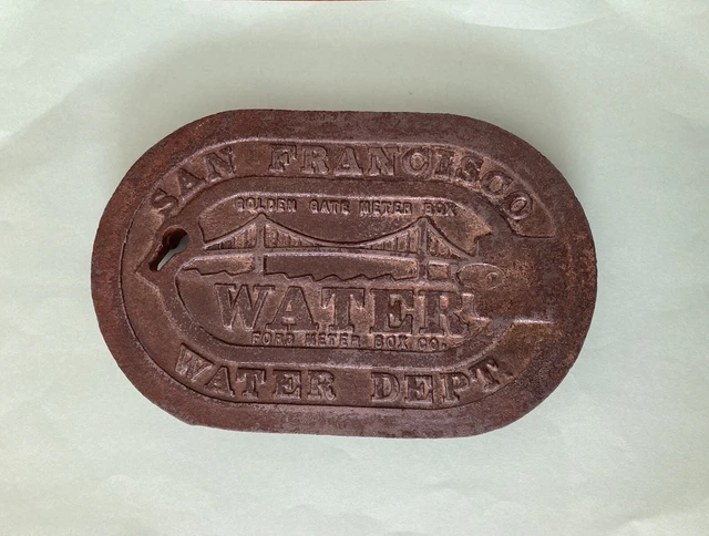 Vintage San Francisco Golden Gate Water Dept Ford Meter Box Cast Iron Lid Cover