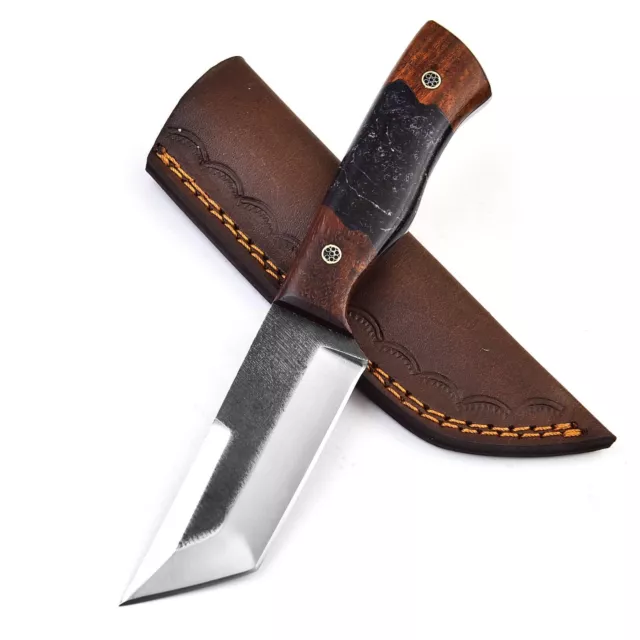 Full Tang Skinner Hunting Knife - Precision Crafted with Leather Sheath, 9 Inch