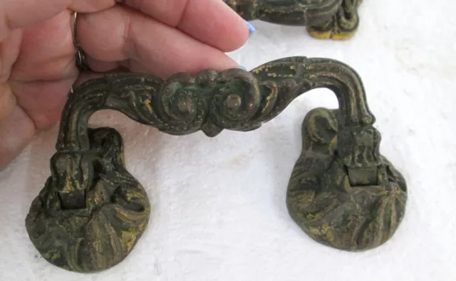 Pair Antique Brass Handles Hardware approx 2 lbs 3