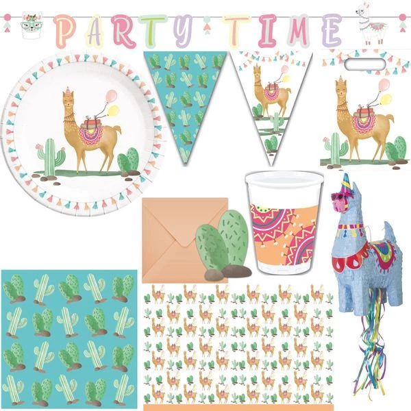 Lama Fête Anniversaire D'Enfant Déco Décoration Set Cactus Motif Été